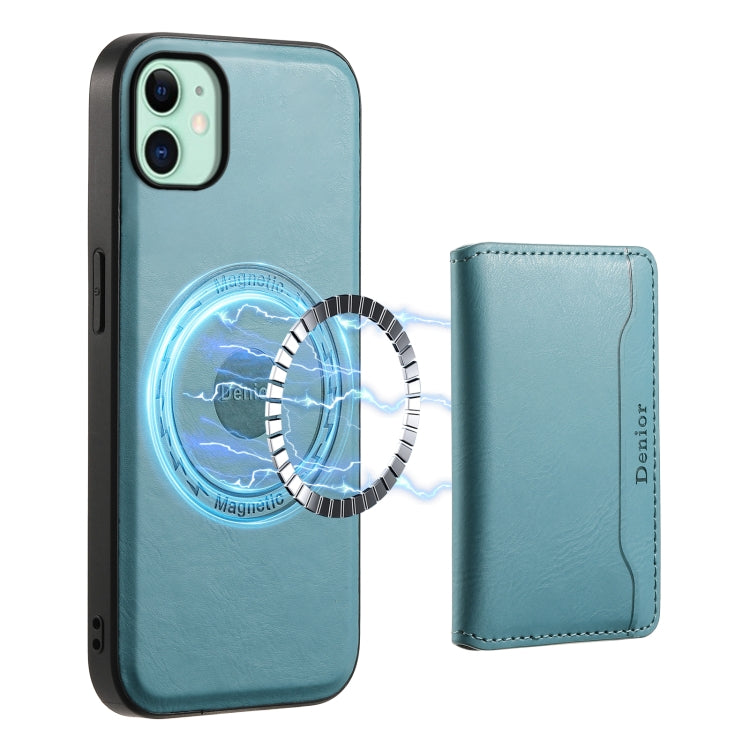 For iPhone 11 Denior Cowhide Texture Leather MagSafe Detachable Wallet Phone Case(Blue) - HoMEdemic™ 