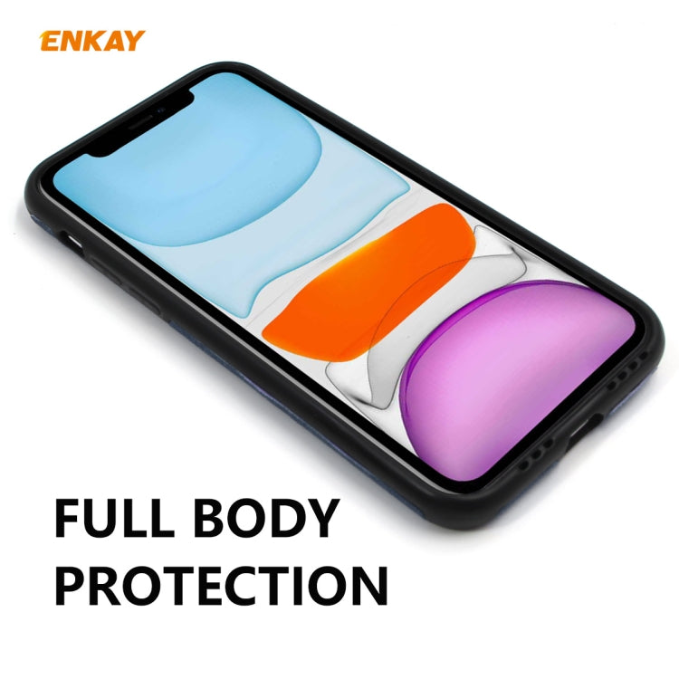 For iPhone 11 ENKAY ENK-PC031 Business Series Denim Texture PU Leather + TPU Soft Slim Case Cover(Black) - HoMEdemic™ 