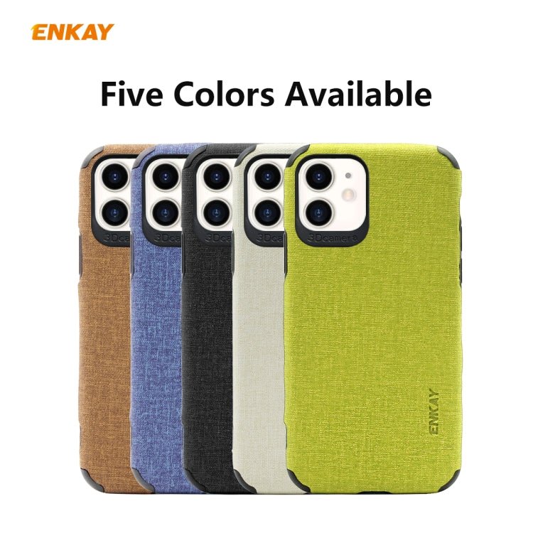 For iPhone 11 ENKAY ENK-PC0312 2 in 1 Business Series Denim Texture PU Leather + TPU Soft Slim Case Cover ＆ 0.26mm 9H 2.5D Tempered Glass Film(Blue) - HoMEdemic™ 