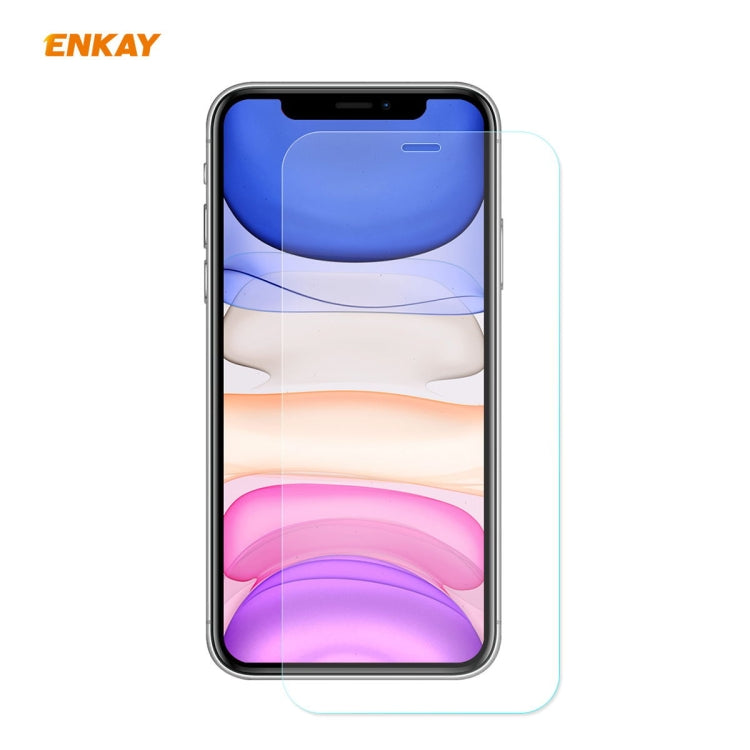 For iPhone 11 ENKAY ENK-PC0312 2 in 1 Business Series Denim Texture PU Leather + TPU Soft Slim Case Cover ＆ 0.26mm 9H 2.5D Tempered Glass Film(Blue) - HoMEdemic™ 