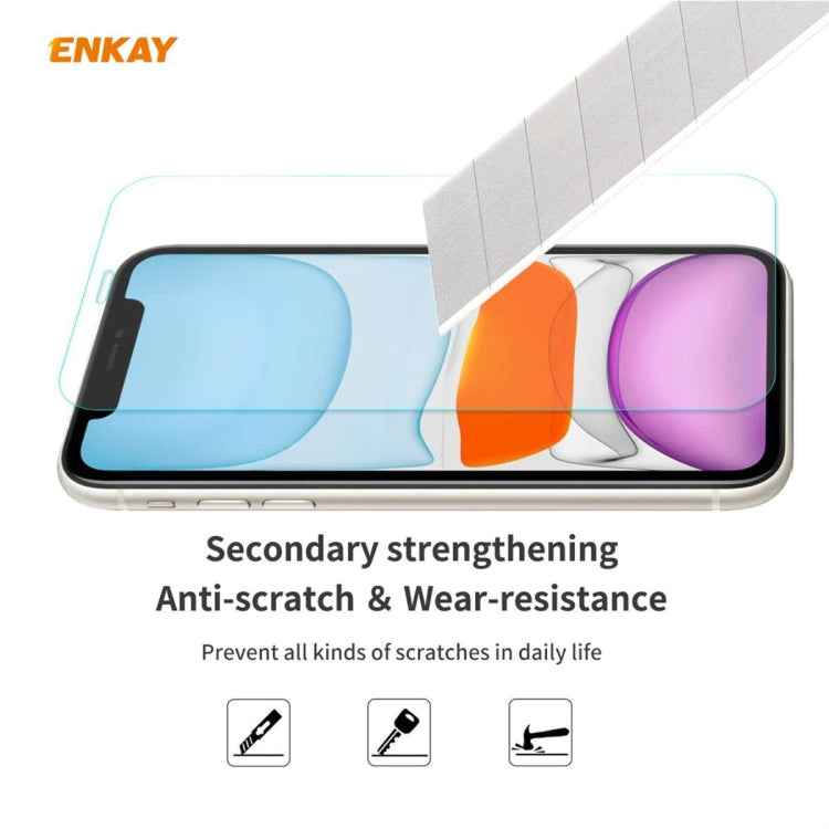 For iPhone 11 ENKAY ENK-PC0312 2 in 1 Business Series Denim Texture PU Leather + TPU Soft Slim Case Cover ＆ 0.26mm 9H 2.5D Tempered Glass Film(Blue) - HoMEdemic™ 