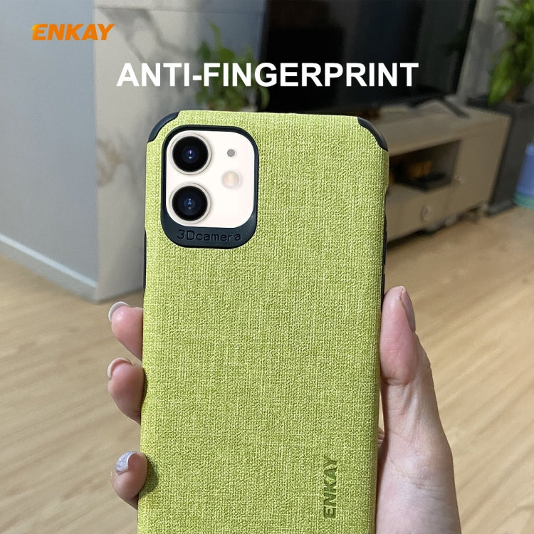 For iPhone 11 ENKAY ENK-PC0312 2 in 1 Business Series Denim Texture PU Leather + TPU Soft Slim Case Cover ＆ 0.26mm 9H 2.5D Tempered Glass Film(Brown) - HoMEdemic™ 