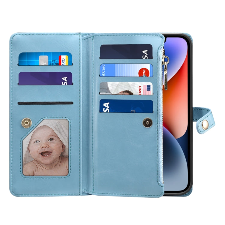 For iPhone 11 ESEBLE Star Series Lanyard Zipper Wallet RFID Leather Case(Blue) - HoMEdemic™ 