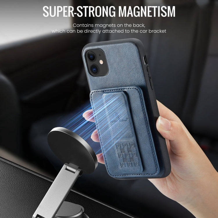 For iPhone 11 Fierre Shann Oil Wax Cow Leather Card Holder Back Phone Case(Green) - HoMEdemic™ 