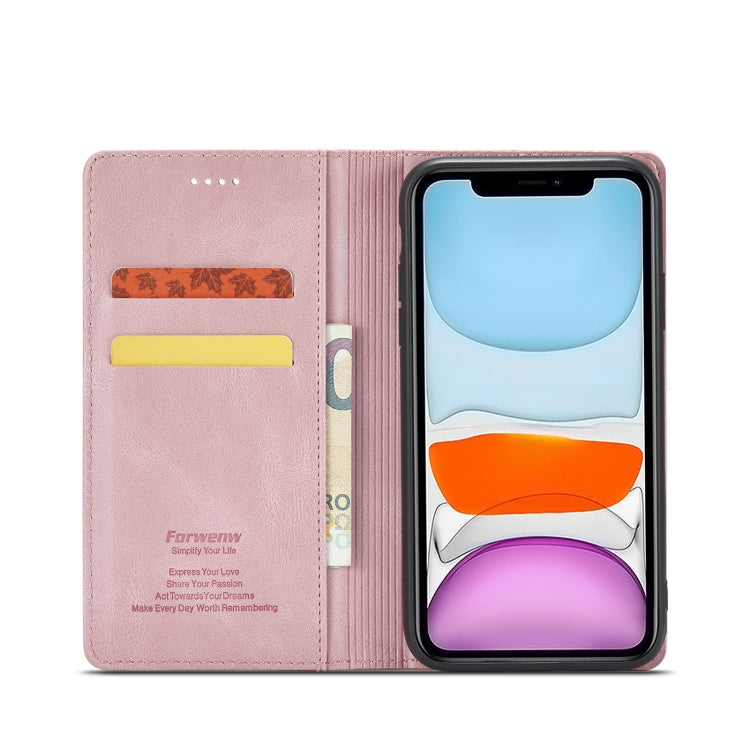 For iPhone 11 Forwenw F2 Series Magnetic Horizontal Flip Leather Case with Holder & Card Slots & Wallet (Rose Gold) - HoMEdemic™ 