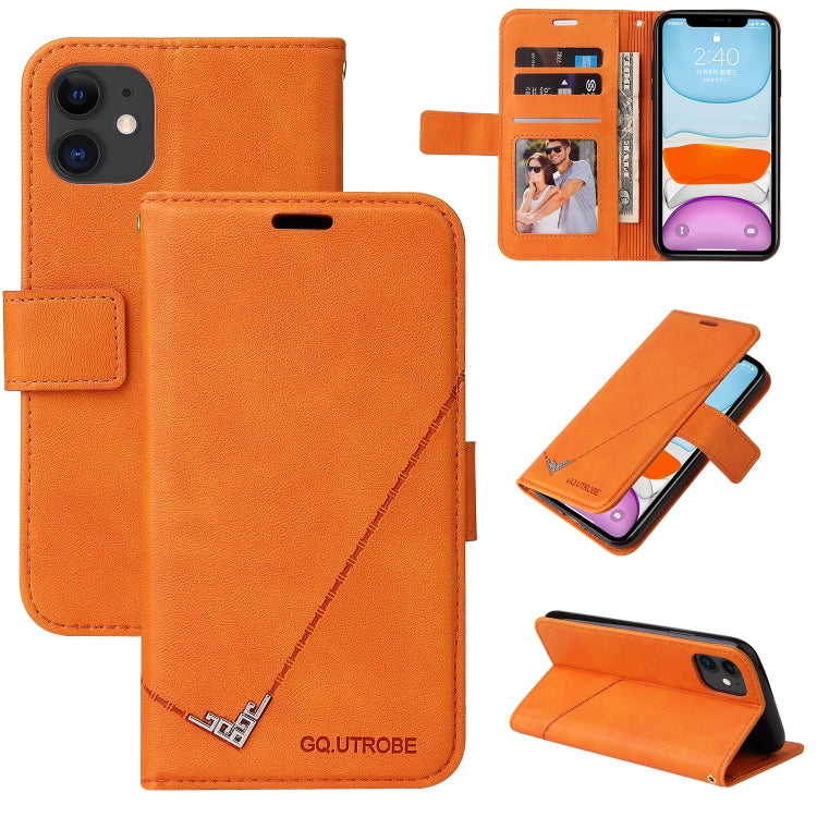 For iPhone 11 GQUTROBE Right Angle Leather Phone Case (Orange) - HoMEdemic™ 