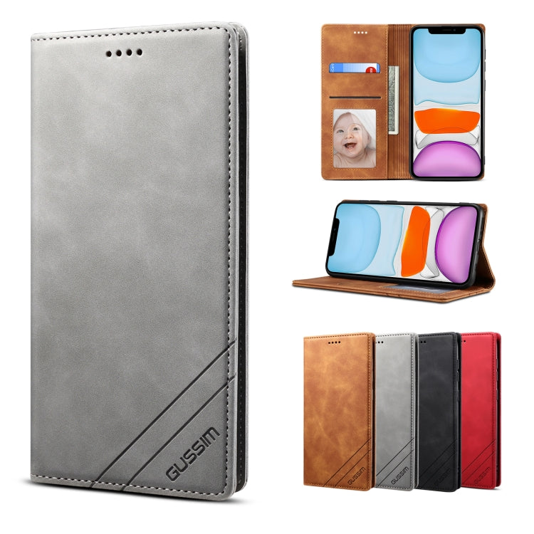 For iPhone 11 GUSSIM GS-001 Business Style Horizontal Flip Skin Feel PU Leather Case with Holder & Card Slots & Wallet & Photo Frame (Gray) - HoMEdemic™ 