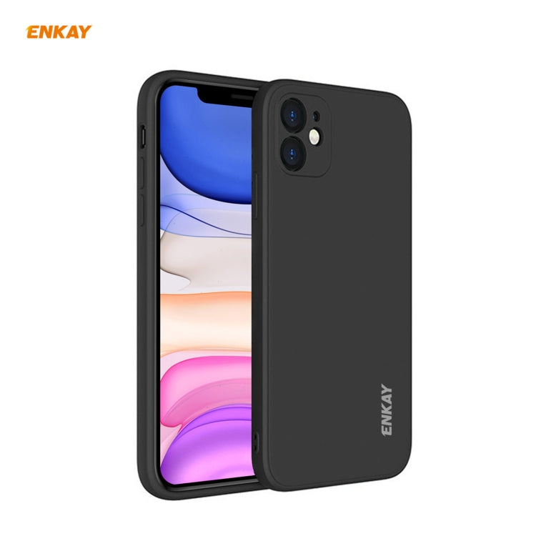 For iPhone 11 Hat-Prince ENKAY ENK-PC064 Liquid Silicone Straight Edge Shockproof Protective Case(Black) - HoMEdemic™ 