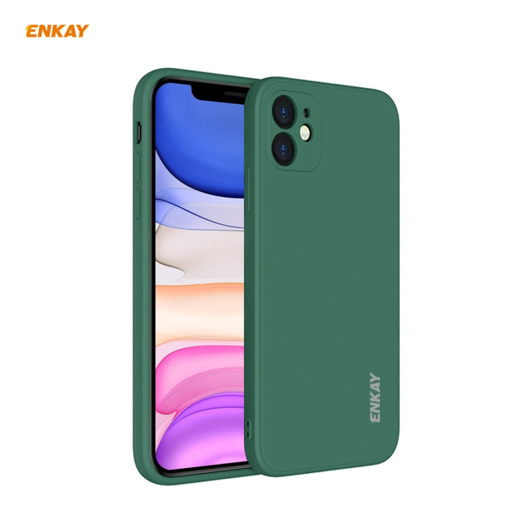 For iPhone 11 Hat-Prince ENKAY ENK-PC064 Liquid Silicone Straight Edge Shockproof Protective Case(Dark Green) - HoMEdemic™ 