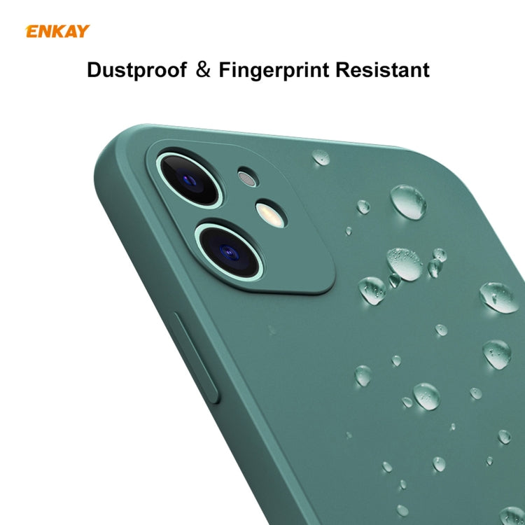 For iPhone 11 Hat-Prince ENKAY ENK-PC064 Liquid Silicone Straight Edge Shockproof Protective Case(Dark Green) - HoMEdemic™ 