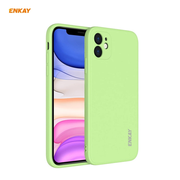 For iPhone 11 Hat-Prince ENKAY ENK-PC064 Liquid Silicone Straight Edge Shockproof Protective Case(Light Green) - HoMEdemic™ 