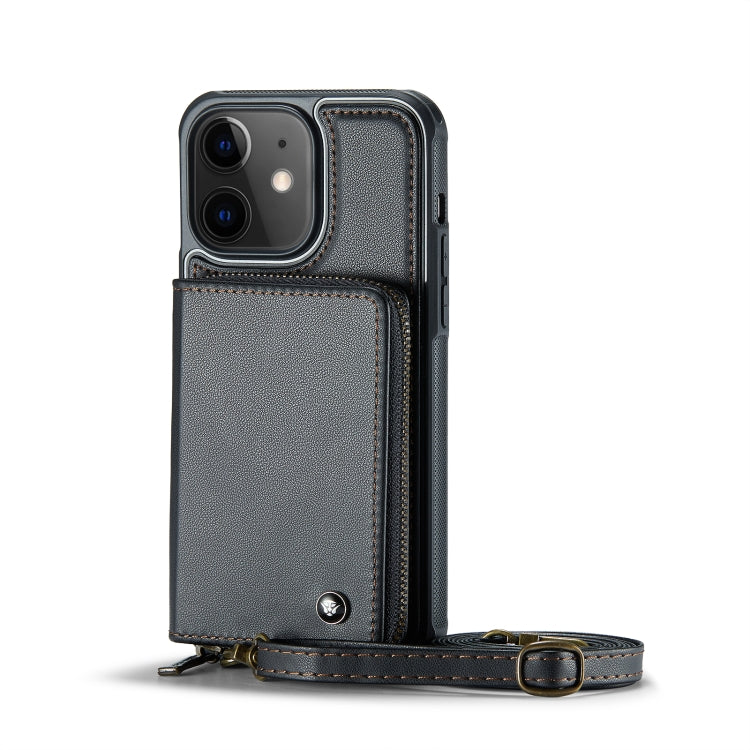 For iPhone 11 JEEHOOD C22 Series Zipper Wallet Leather Phone Case with Dual Lanyard(Black) - HoMEdemic™ 