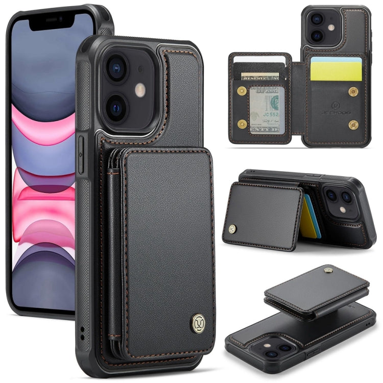 For iPhone 11 JEEHOOD J05 Business Magnetic Style RFID Leather Phone Case(Black) - HoMEdemic™ 