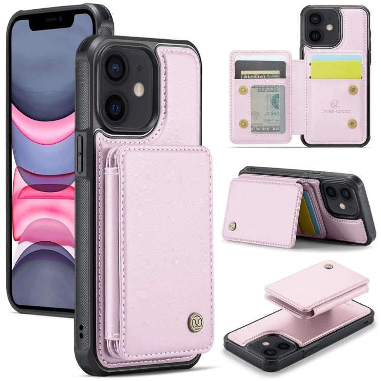 For iPhone 11 JEEHOOD J05 Business Magnetic Style RFID Leather Phone Case(Pink) - HoMEdemic™ 