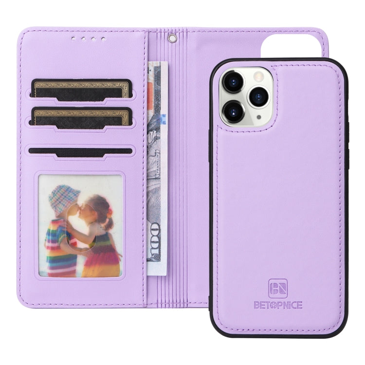 For iPhone 11 Pro BETOPNICE BN-005 2 in 1 Detachable Imitate Genuine Leather Phone Case(Light Purple) - HoMEdemic™ 