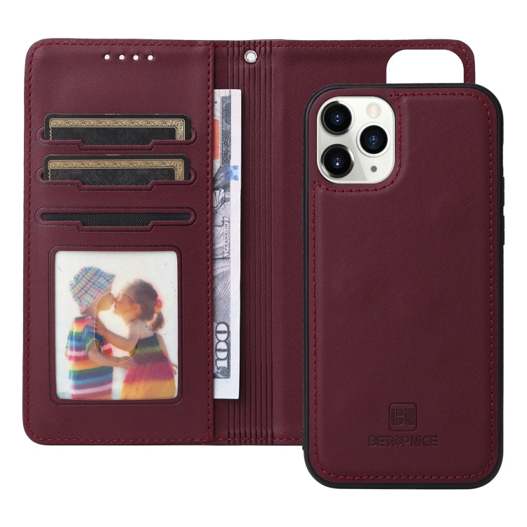 For iPhone 11 Pro BETOPNICE BN-005 2 in 1 Detachable Imitate Genuine Leather Phone Case(Wine Red) - HoMEdemic™ 