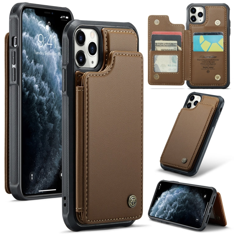 For iPhone 11 Pro CaseMe C22 Card Slots Holder RFID Anti-theft Phone Case(Brown) - HoMEdemic™ 
