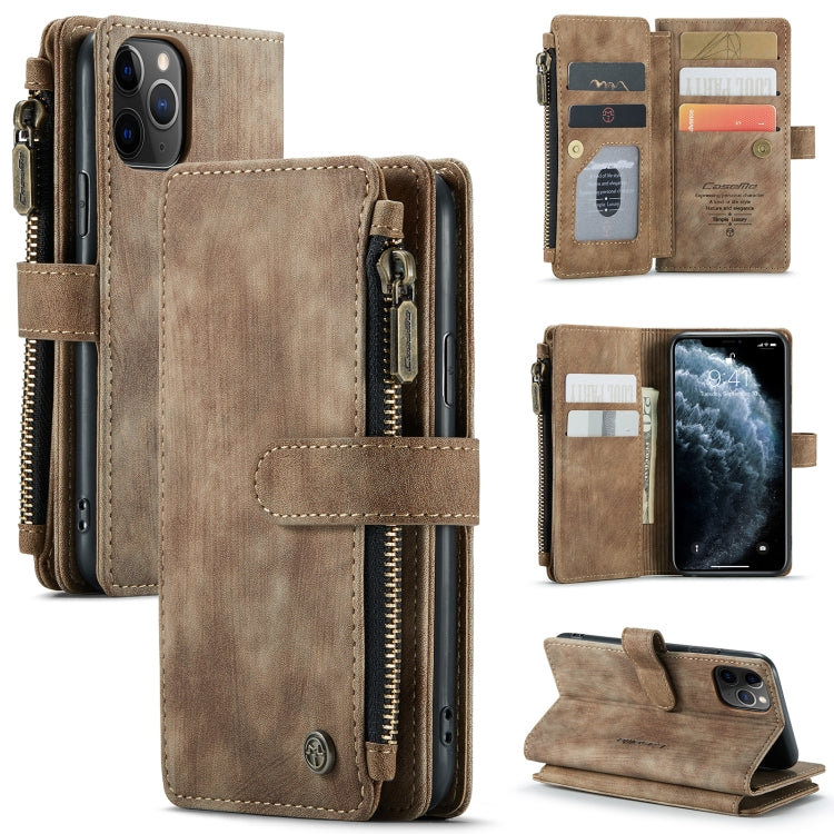 For iPhone 11 Pro CaseMe-C30 PU + TPU Multifunctional Horizontal Flip Leather Case with Holder & Card Slot & Wallet & Zipper Pocket (Brown) - HoMEdemic™ 