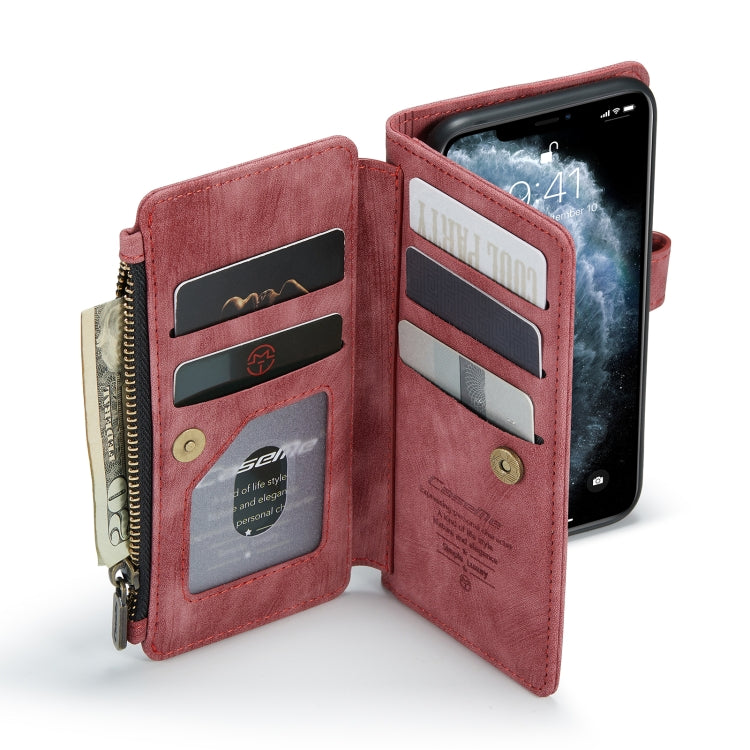 For iPhone 11 Pro CaseMe-C30 PU + TPU Multifunctional Horizontal Flip Leather Case with Holder & Card Slot & Wallet & Zipper Pocket (Red) - HoMEdemic™ 