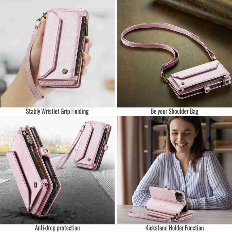 For iPhone 11 Pro CaseMe C36 Card Slots Zipper Wallet RFID Anti-theft Leather Phone Case(Pink) - HoMEdemic™ 