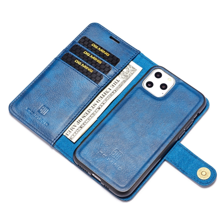 For iPhone 11 Pro DG.MING Crazy Horse Texture Flip Detachable Magnetic Leather Case with Holder & Card Slots & Wallet  (Blue) - HoMEdemic™ 