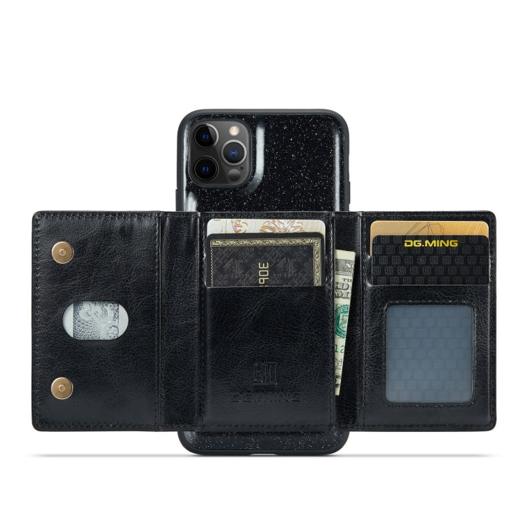 For iPhone 11 Pro DG.MING M3 Series Glitter Powder Card Bag Leather Case(Black) - HoMEdemic™ 