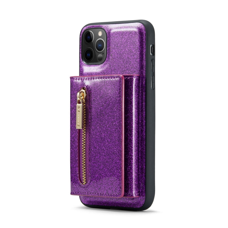 For iPhone 11 Pro DG.MING M3 Series Glitter Powder Card Bag Leather Case(Dark Purple) - HoMEdemic™ 