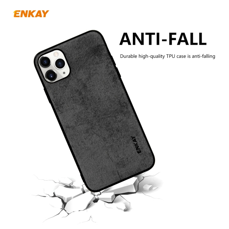 For iPhone 11 Pro ENKAY ENK-PC029 Business Series Fabric Texture PU Leather + TPU Soft Slim CaseCover(Black) - HoMEdemic™ 