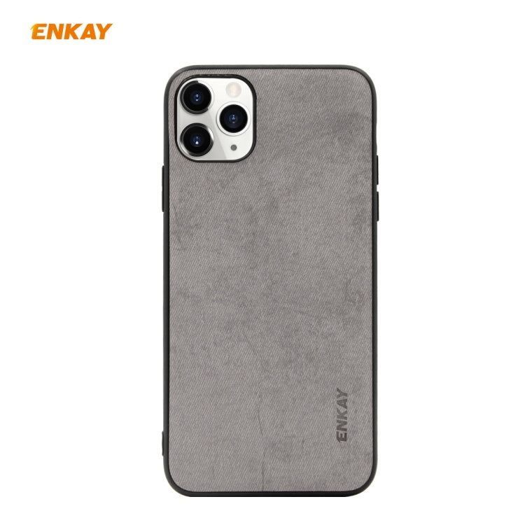 For iPhone 11 Pro ENKAY ENK-PC029 Business Series Fabric Texture PU Leather + TPU Soft Slim CaseCover(Grey) - HoMEdemic™ 