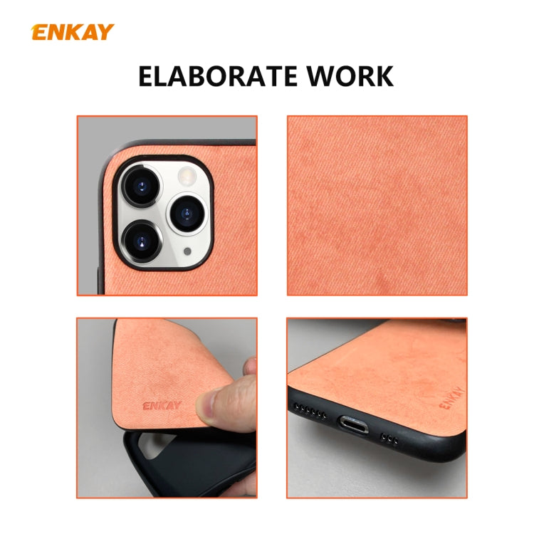 For iPhone 11 Pro ENKAY ENK-PC029 Business Series Fabric Texture PU Leather + TPU Soft Slim CaseCover(Orange) - HoMEdemic™ 