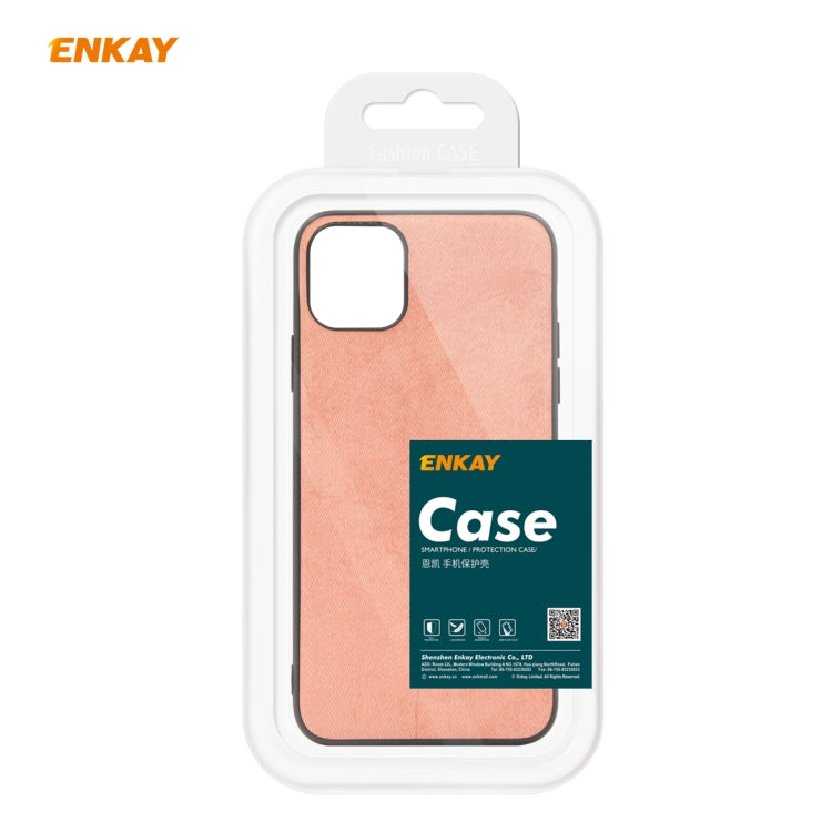 For iPhone 11 Pro ENKAY ENK-PC029 Business Series Fabric Texture PU Leather + TPU Soft Slim CaseCover(Orange) - HoMEdemic™ 