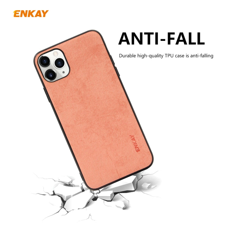 For iPhone 11 Pro ENKAY ENK-PC0292 2 in 1 Business Series Fabric Texture PU Leather + TPU Soft Slim CaseCover ＆ 0.26mm 9H 2.5D Tempered Glass Film(Orange) - HoMEdemic™ 
