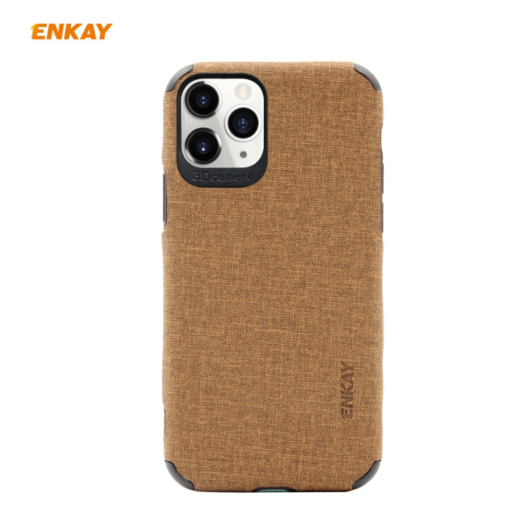 For iPhone 11 Pro ENKAY ENK-PC032 Business Series Denim Texture PU Leather + TPU Soft Slim CaseCover(Brown) - HoMEdemic™ 