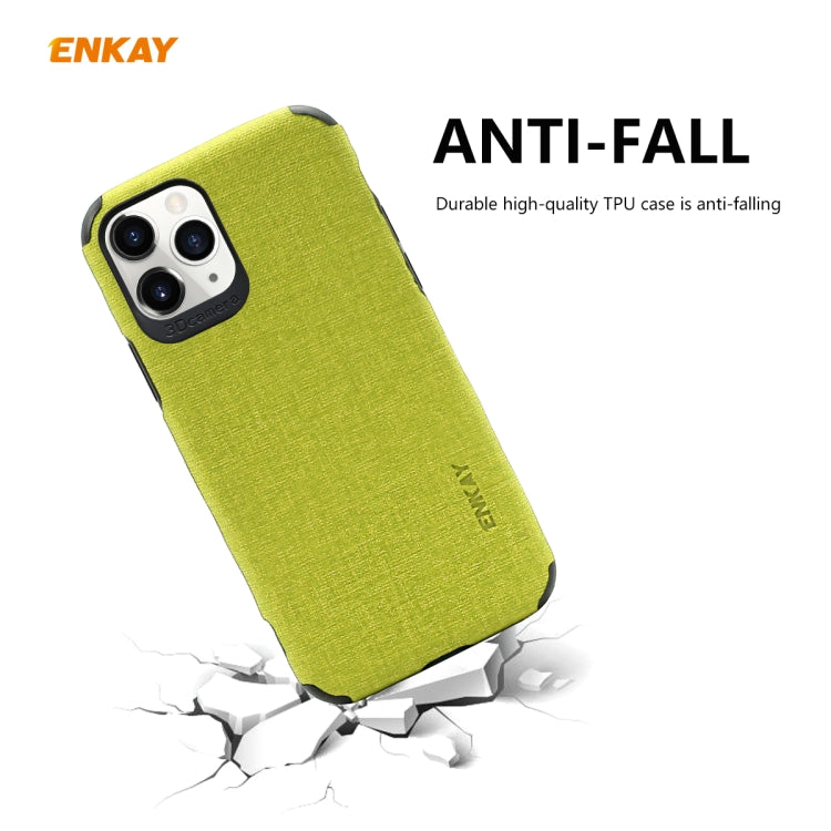 For iPhone 11 Pro ENKAY ENK-PC032 Business Series Denim Texture PU Leather + TPU Soft Slim CaseCover(Green) - HoMEdemic™ 