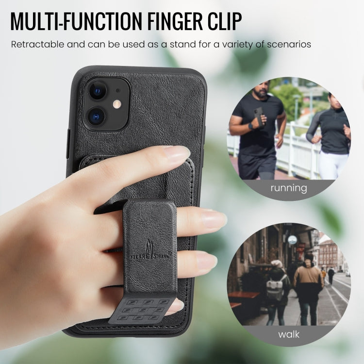 For iPhone 11 Pro Fierre Shann Oil Wax Cow Leather Card Holder Back Phone Case(Black) - HoMEdemic™ 