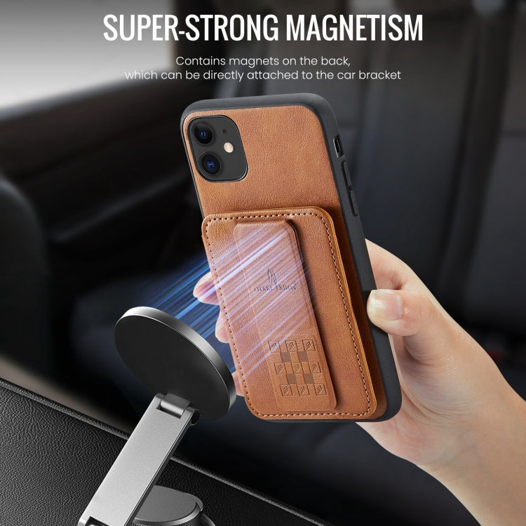 For iPhone 11 Pro Fierre Shann Oil Wax Cow Leather Card Holder Back Phone Case(Brown) - HoMEdemic™ 