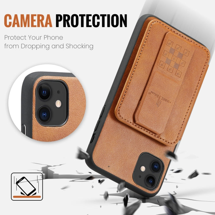 For iPhone 11 Pro Fierre Shann Oil Wax Cow Leather Card Holder Back Phone Case(Brown) - HoMEdemic™ 
