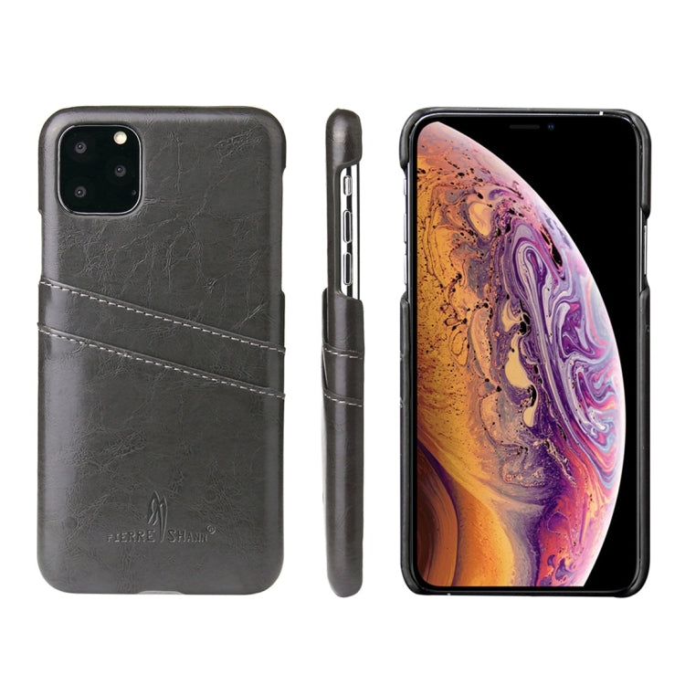 For iPhone 11 Pro Fierre Shann Retro Oil Wax Texture PU Leather Case with Card Slots (Black) - HoMEdemic™ 
