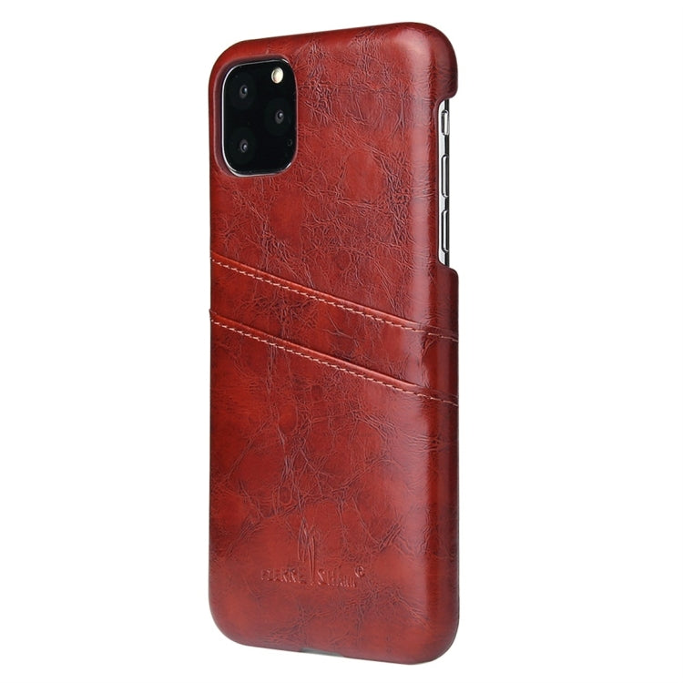 For iPhone 11 Pro Fierre Shann Retro Oil Wax Texture PU Leather Case with Card Slots (Brown) - HoMEdemic™ 