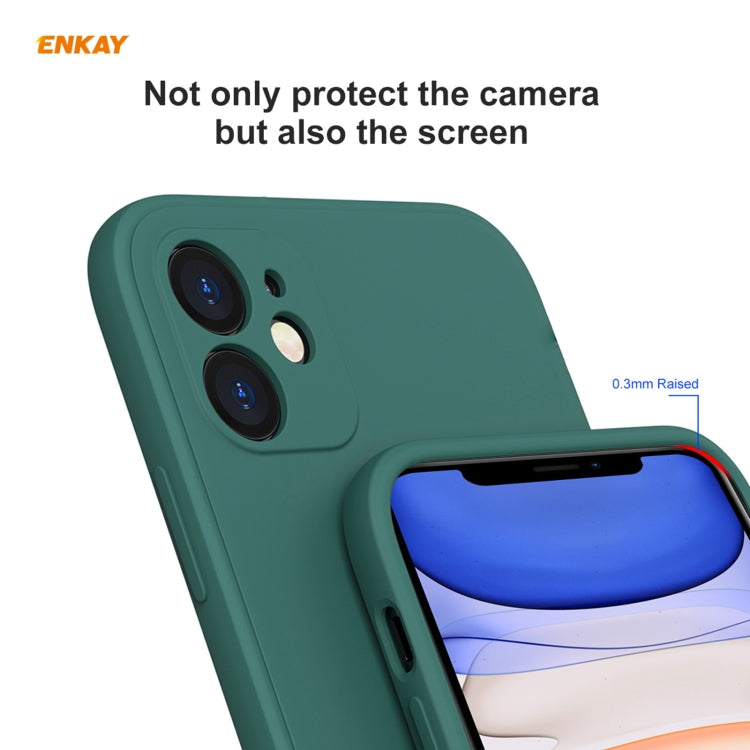For iPhone 11 Pro Hat-Prince ENKAY ENK-PC064 Liquid Silicone Straight Edge Shockproof Protective Case(Dark Green) - HoMEdemic™ 