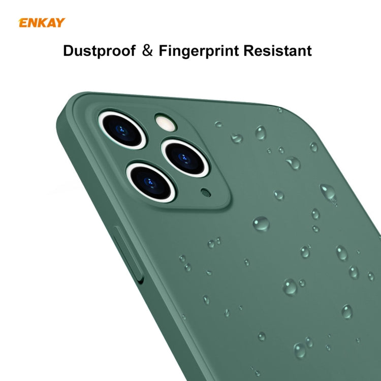 For iPhone 11 Pro Hat-Prince ENKAY ENK-PC065 Liquid Silicone Straight Edge Shockproof Protective Case(Dark Green) - HoMEdemic™ 