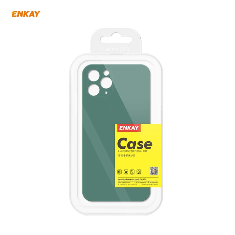For iPhone 11 Pro Hat-Prince ENKAY ENK-PC065 Liquid Silicone Straight Edge Shockproof Protective Case(Dark Green) - HoMEdemic™ 