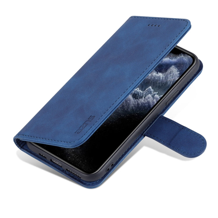For iPhone 11 Pro Max AZNS Skin Feel Calf Texture Horizontal Flip Leather Case with Card Slots & Holder & Wallet (Blue) - HoMEdemic™ 