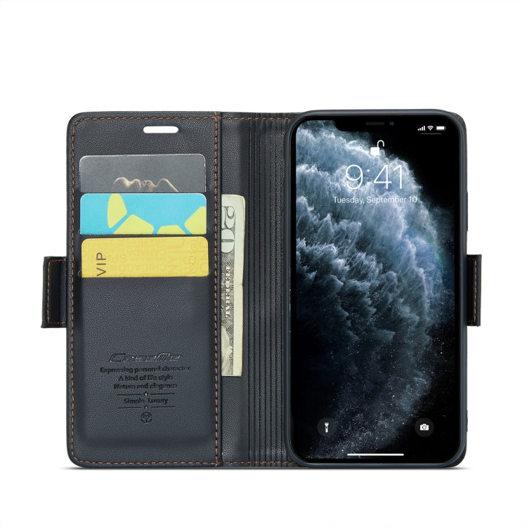For iPhone 11 Pro Max CaseMe 023 Butterfly Buckle Litchi Texture RFID Anti-theft Leather Phone Case(Black) - HoMEdemic™ 