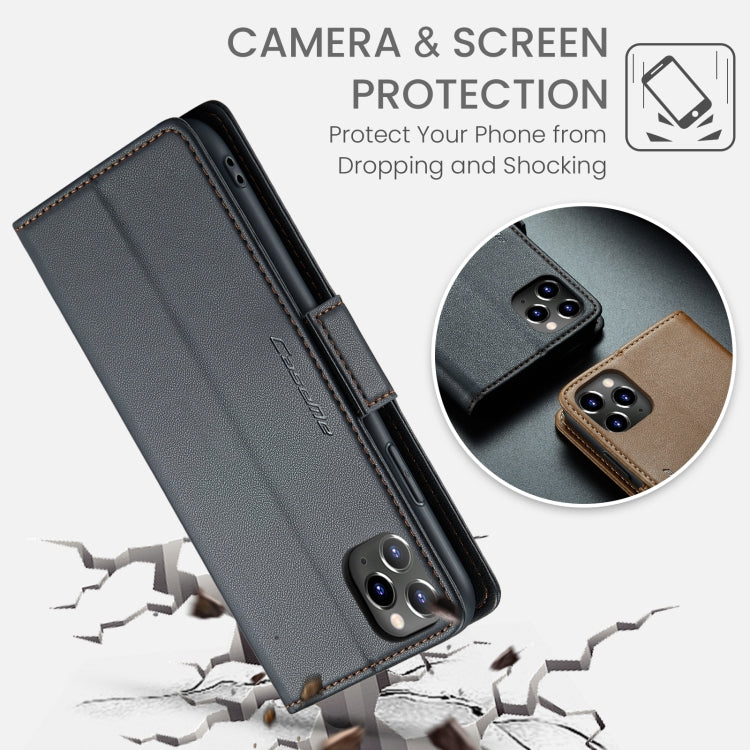 For iPhone 11 Pro Max CaseMe 023 Butterfly Buckle Litchi Texture RFID Anti-theft Leather Phone Case(Black) - HoMEdemic™ 