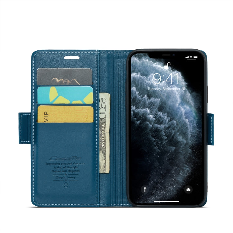 For iPhone 11 Pro Max CaseMe 023 Butterfly Buckle Litchi Texture RFID Anti-theft Leather Phone Case(Blue) - HoMEdemic™ 