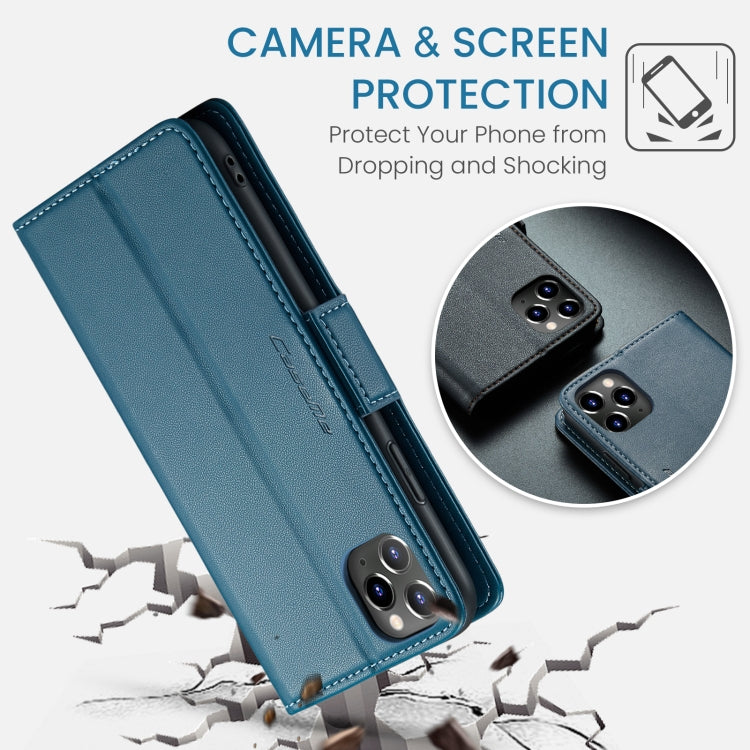 For iPhone 11 Pro Max CaseMe 023 Butterfly Buckle Litchi Texture RFID Anti-theft Leather Phone Case(Blue) - HoMEdemic™ 