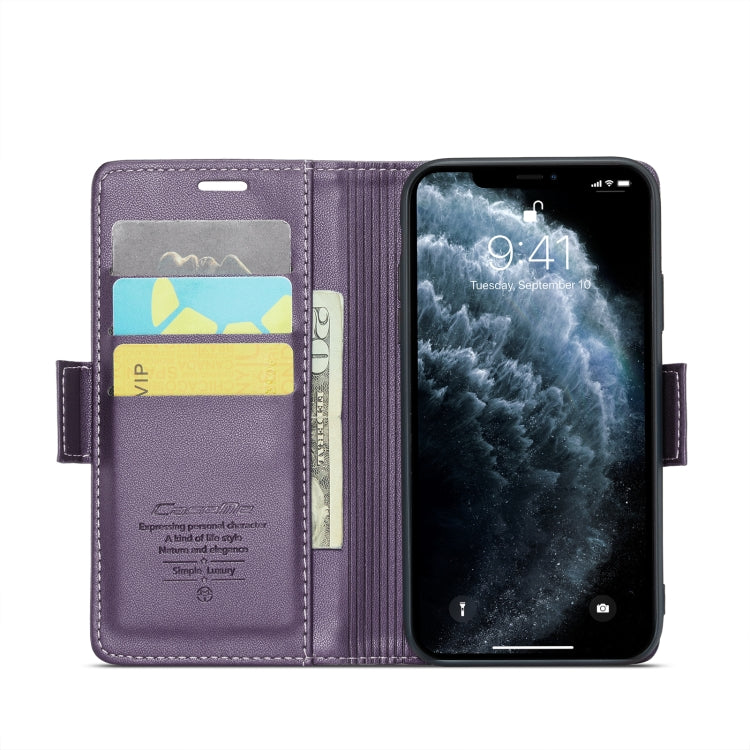 For iPhone 11 Pro Max CaseMe 023 Butterfly Buckle Litchi Texture RFID Anti-theft Leather Phone Case(Pearly Purple) - HoMEdemic™ 