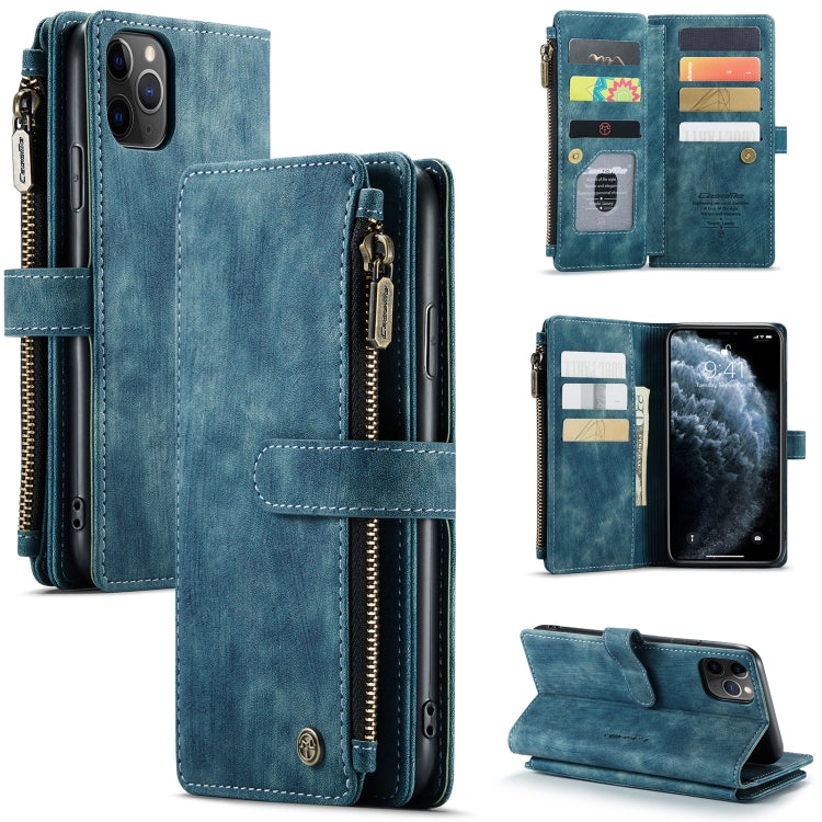 For iPhone 11 Pro Max CaseMe-C30 PU + TPU Multifunctional Horizontal Flip Leather Case with Holder & Card Slot & Wallet & Zipper Pocket (Blue) - HoMEdemic™ 