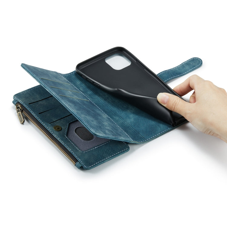For iPhone 11 Pro Max CaseMe-C30 PU + TPU Multifunctional Horizontal Flip Leather Case with Holder & Card Slot & Wallet & Zipper Pocket (Blue) - HoMEdemic™ 